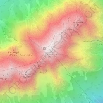 Carte topographique Grimming, altitude, relief