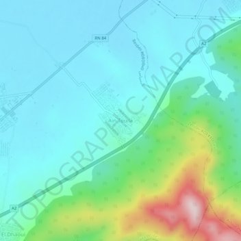 Carte topographique Ain Touila, altitude, relief