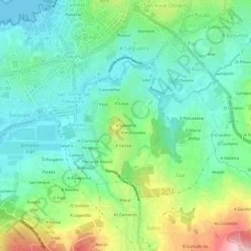 Carte topographique A Galindra, altitude, relief