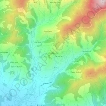 Carte topographique Valdibure, altitude, relief