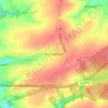 Carte topographique Schmalbach, altitude, relief
