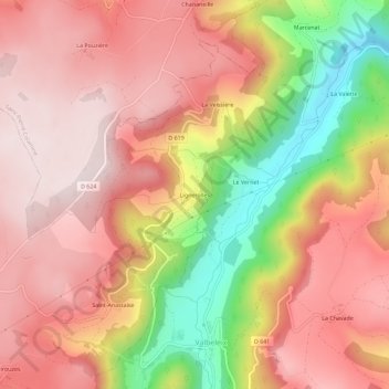 Carte topographique Lignerolles, altitude, relief