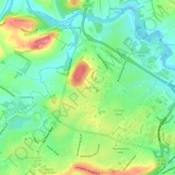 Carte topographique Spring Ridge, altitude, relief