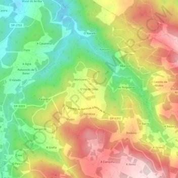 Carte topographique O Val de Deus, altitude, relief