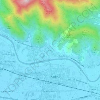 Carte topographique Lugnano, altitude, relief