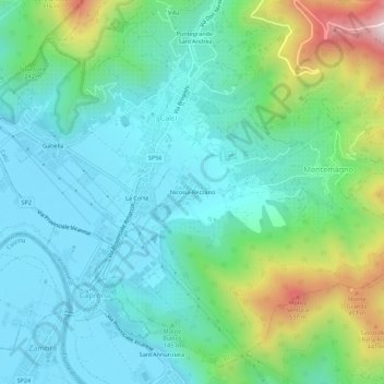 Carte topographique Nicosia-Rezzano, altitude, relief