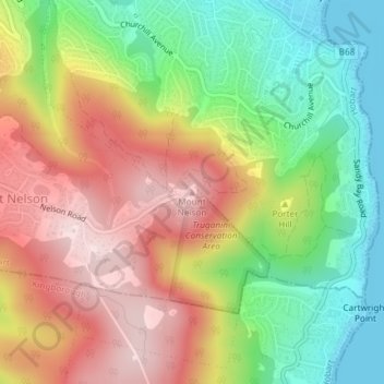 Carte topographique Mount Nelson, altitude, relief