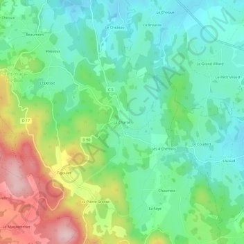 Carte topographique La Charse, altitude, relief