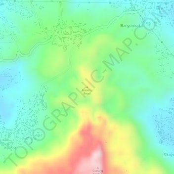 Carte topographique Gunung Begol, altitude, relief