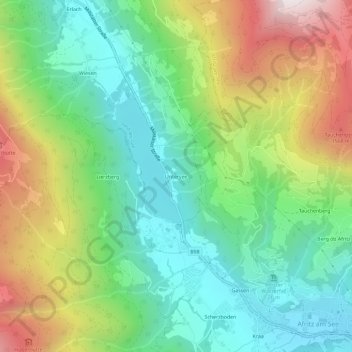 Carte topographique Untersee, altitude, relief