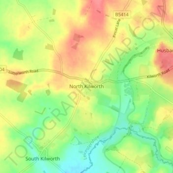 Carte topographique North Kilworth, altitude, relief