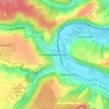 Carte topographique Heimboldshausen, altitude, relief