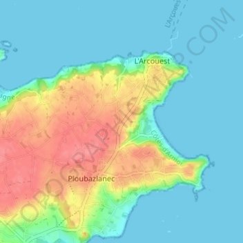 Carte topographique Kervodin, altitude, relief