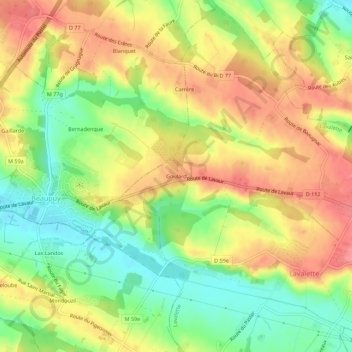 Carte topographique Goulard, altitude, relief