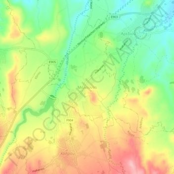 Carte topographique Malounta, altitude, relief