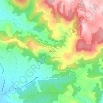 Carte topographique Gissac Bas, altitude, relief