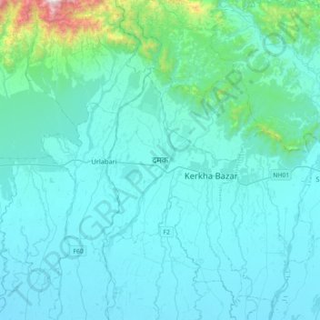 Carte topographique Damak, altitude, relief