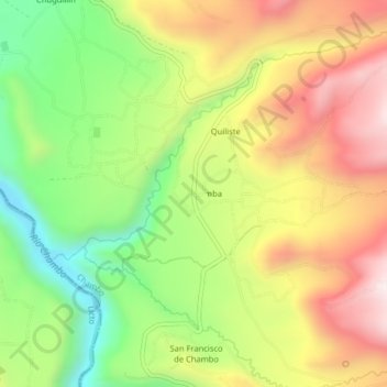 Carte topographique Guayllabamba, altitude, relief