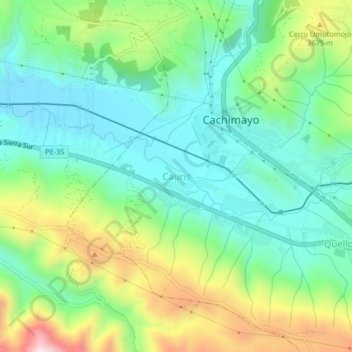 Carte topographique Cauris, altitude, relief