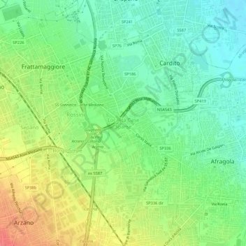 Carte topographique Località Case Sparse, altitude, relief