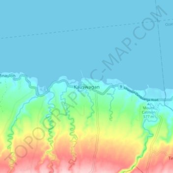 Carte topographique Kauswagan, altitude, relief
