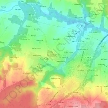 Carte topographique Croix de Kerfily, altitude, relief