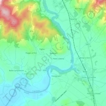 Carte topographique Busenga, altitude, relief