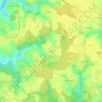 Carte topographique Noisy, altitude, relief