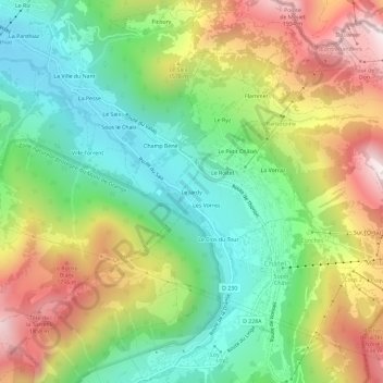 Carte topographique Le Jardy, altitude, relief