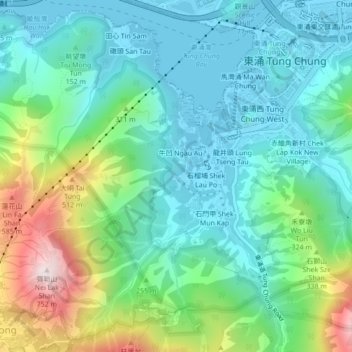 Carte topographique Lam Che, altitude, relief