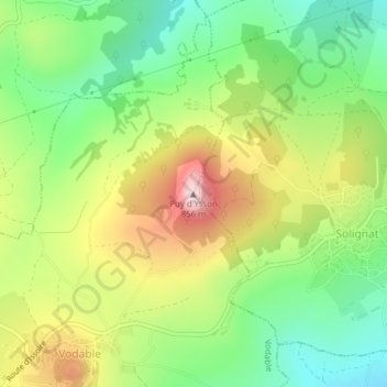 Carte topographique Puy d'Ysson, altitude, relief
