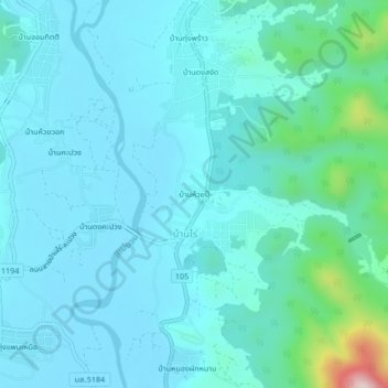 Carte topographique Ban Huai Pu, altitude, relief