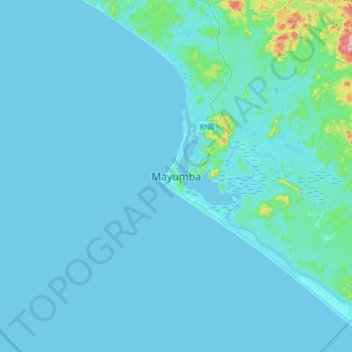 Carte topographique Mayumba, altitude, relief