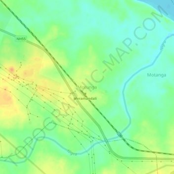 Carte topographique Motunga, altitude, relief