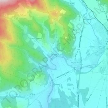 Carte topographique Brugga, altitude, relief