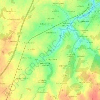 Carte topographique Blouin, altitude, relief