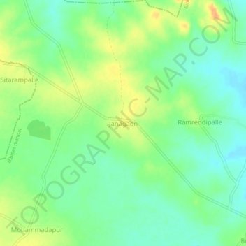 Carte topographique Janagaon, altitude, relief