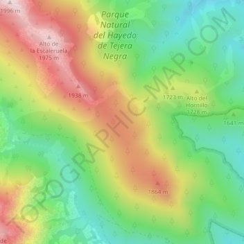 Carte topographique Loma de Calamorro, altitude, relief