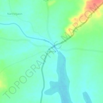 Carte topographique Hannur, altitude, relief