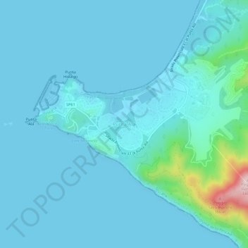 Carte topographique Punta Ala, altitude, relief