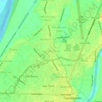 Carte topographique Caritan Norte, altitude, relief