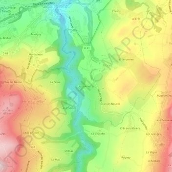 Carte topographique Les Balmettes, altitude, relief