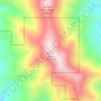 Carte topographique Mount Ellen, altitude, relief