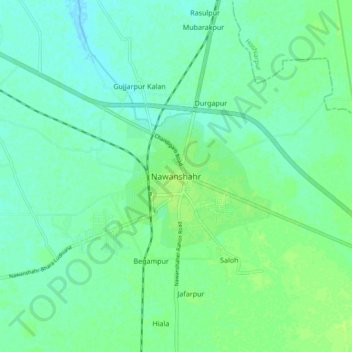 Carte topographique Nawanshahr, altitude, relief