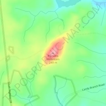 Carte topographique Parsons Mountain, altitude, relief