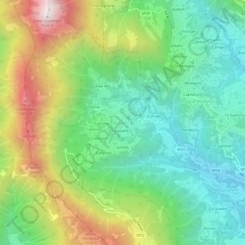 Carte topographique Valsecca, altitude, relief