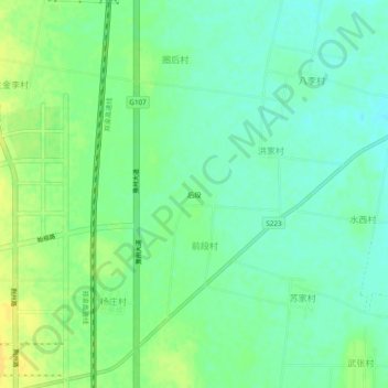 Carte topographique Houduan, altitude, relief