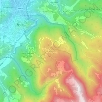 Carte topographique Monteluco, altitude, relief