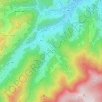 Carte topographique Saint-Pierre-sur-l'Hâte, altitude, relief