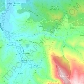 Carte topographique Abadia, altitude, relief